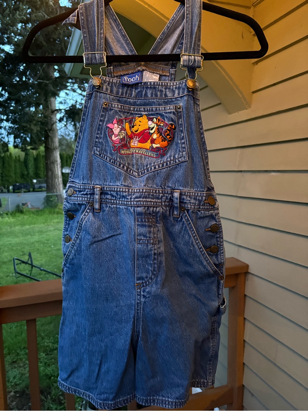 Vintage Disney Winnie the Pooh Denim Short Overalls - Blue